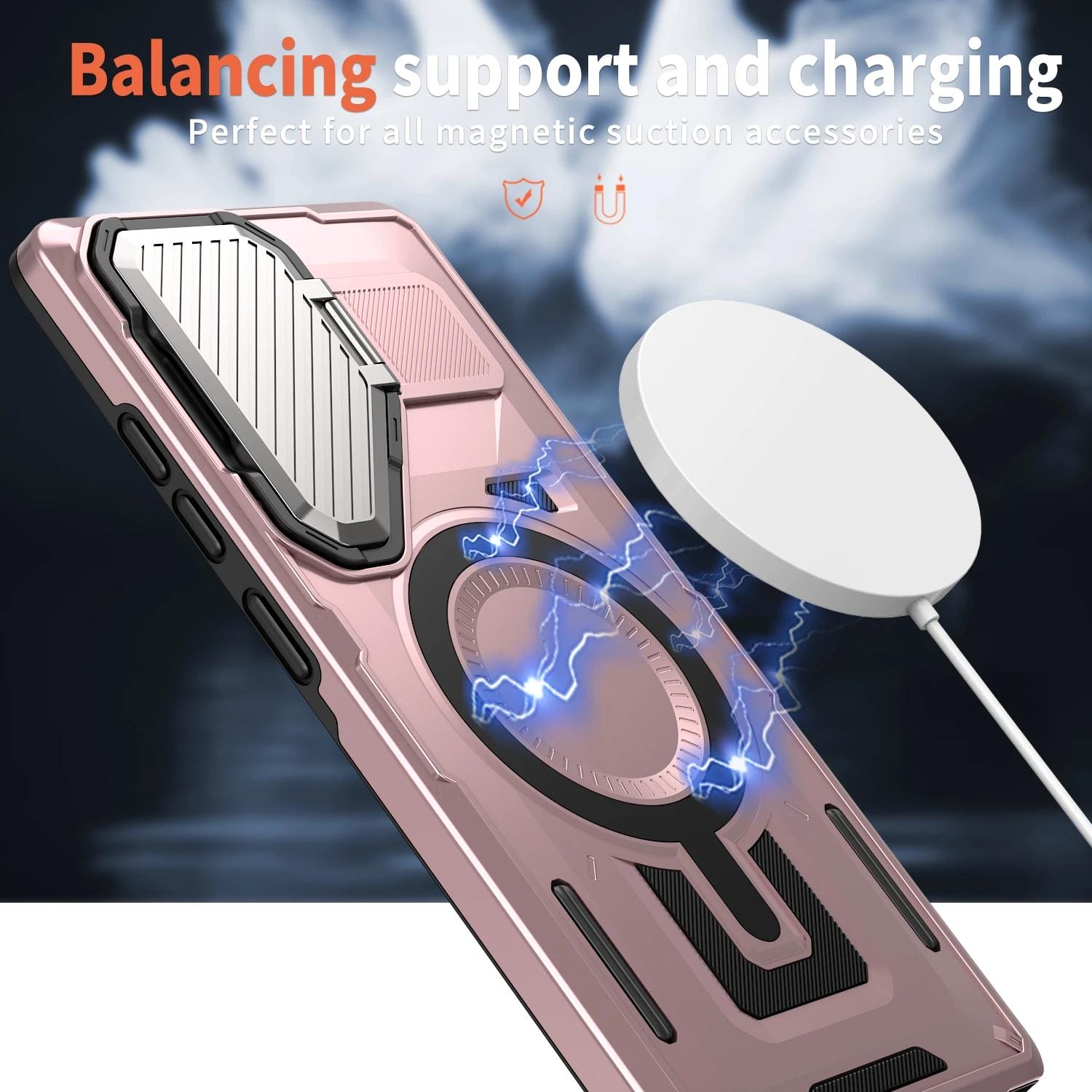 Ultra Shield Pro Shockproof Samsung galaxy Phone Case with Built-In Metal Camera Stand